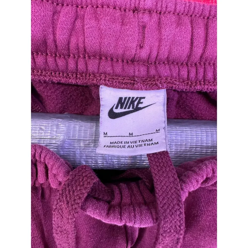 Nike Burgundy White Swoosh Sweatpants Size Medium